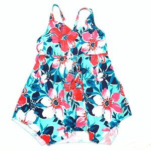 Denim & Co. V Neck Handkerchief Hem Swim Dress